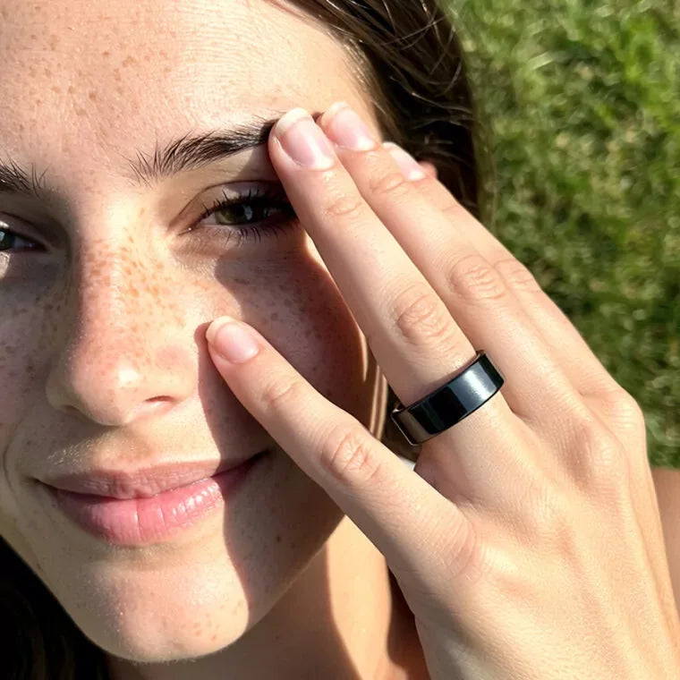 Close-up of a Geep Ring worn on a hand