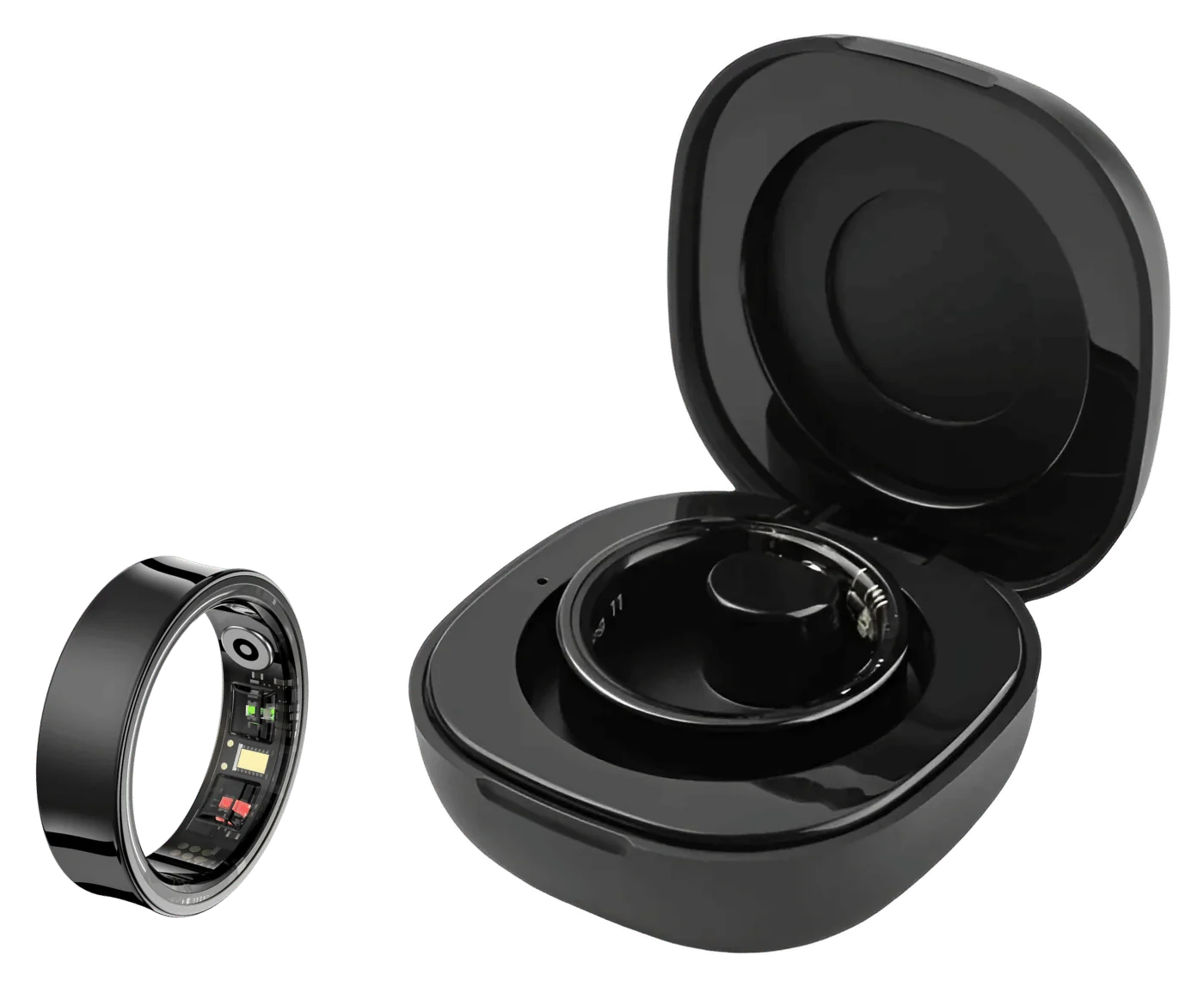 Geep Ring in Black with portable charging case