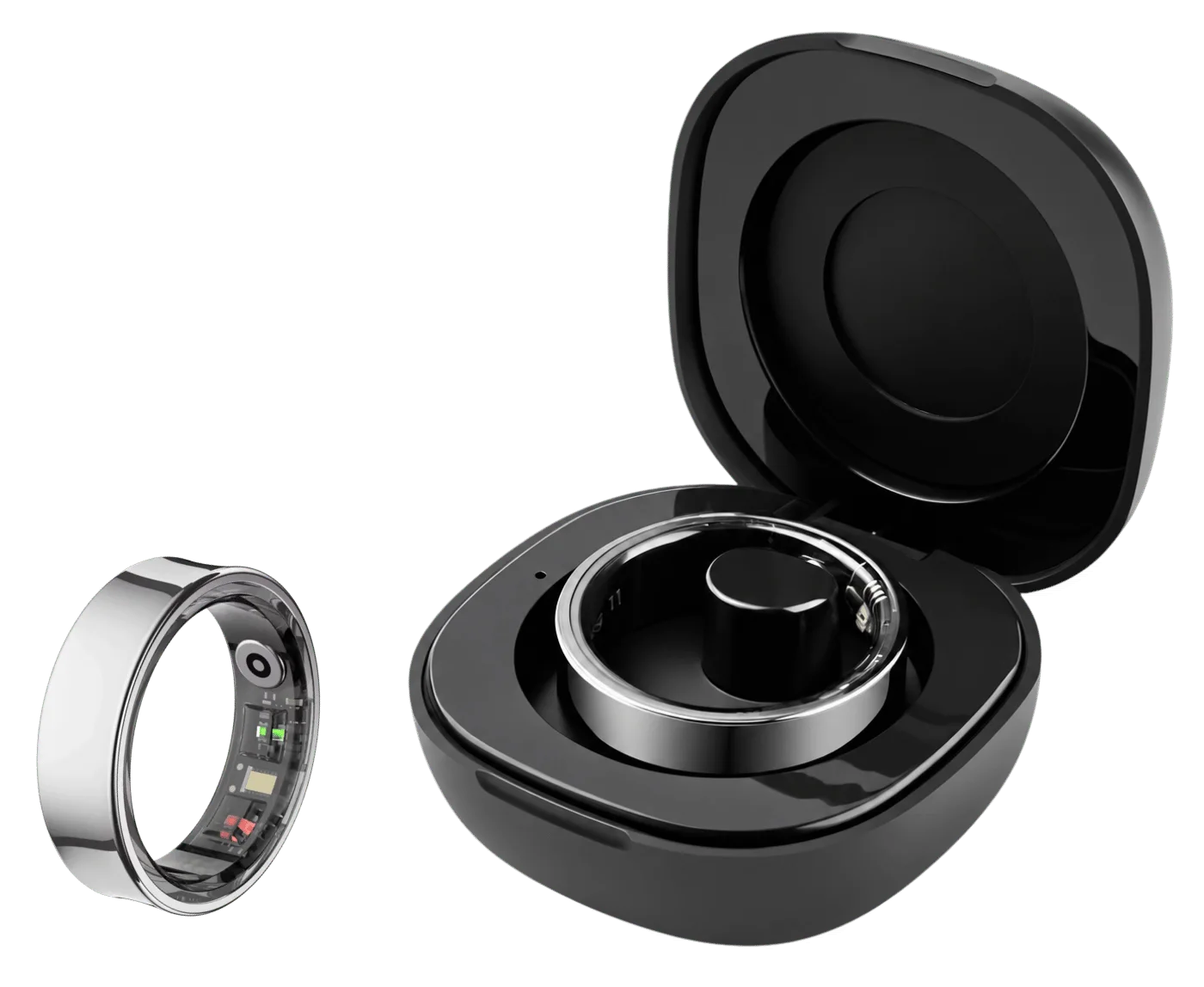 Geep Ring in Silver with portable charging case