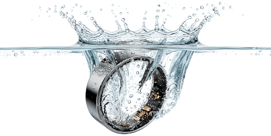 The Geep Ring, 5ATM water-rated, dropping into water